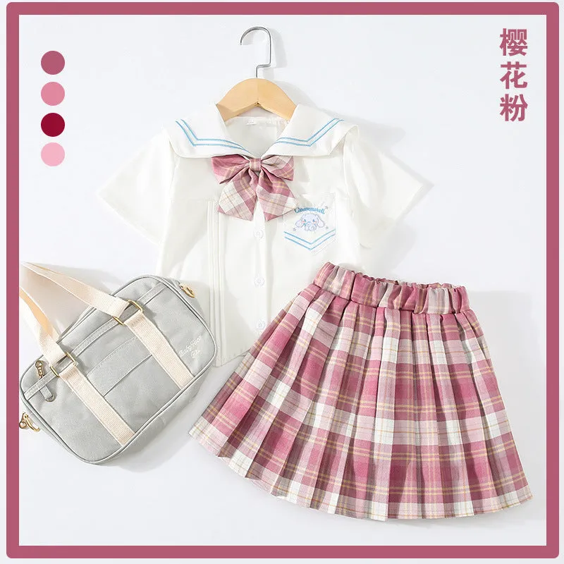 مجموعة اروين arwen&ajh group Girls Summer Pleated Skirt Set Summer Primary School Girls Dress Jk Uniform Skirt Children College Style Skirt