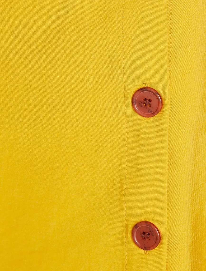 11863 Mustard Button Detailed Midi Skirt