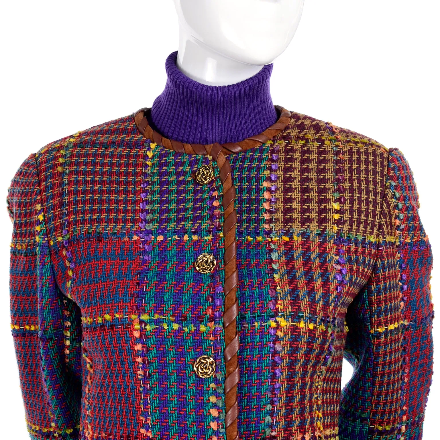 1990s Ungaro Ensemble w/ Pleated Skirt, Tweed Jacket, Sweater & Belt