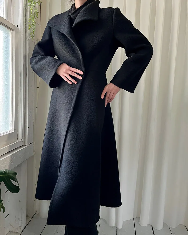 60s Pauline Trigere Fleece Wool Coat | M