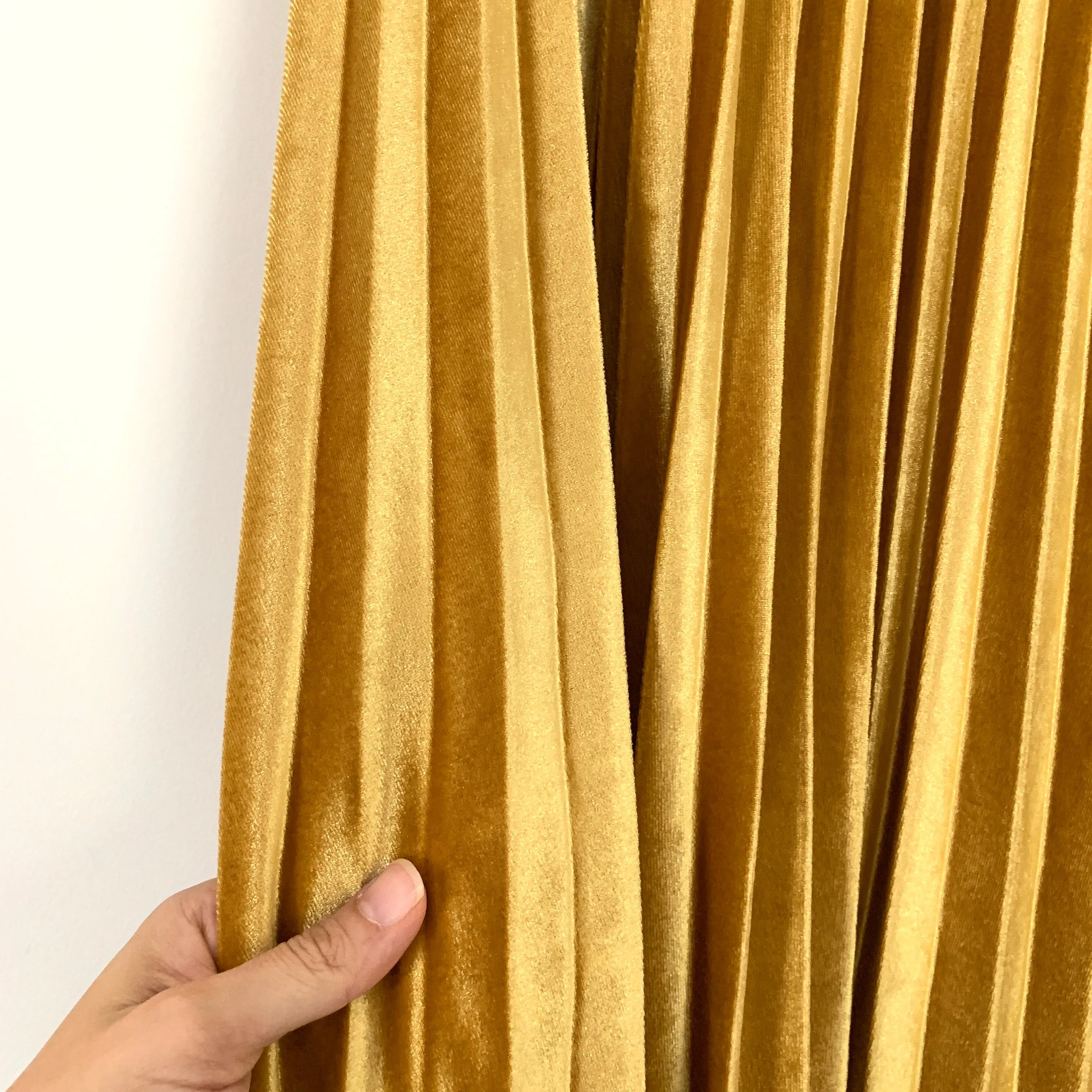 A New Day Velvet Yellow Pleated Midi Skirt NWT- Size S