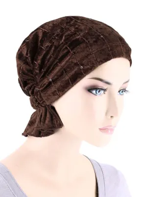 Abbey Cap Cozy Plush Sequin Dark Brown