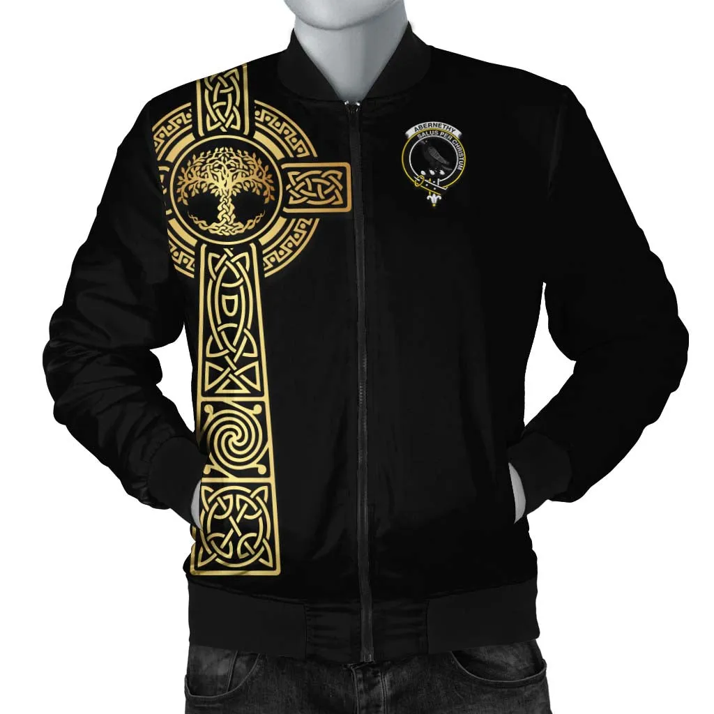 Abernethy Clan Bomber Jacket with Golden Celtic Tree Of Life