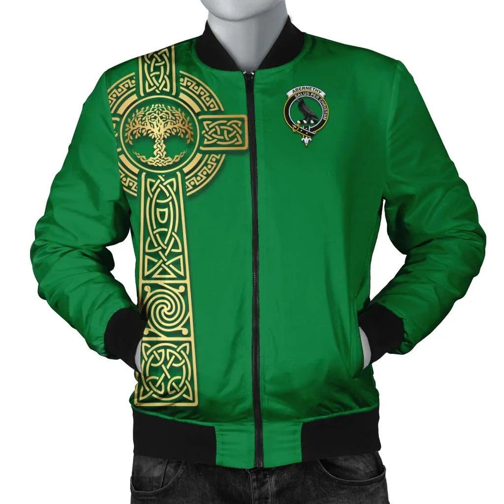 Abernethy Clan Bomber Jacket with Golden Celtic Tree Of Life