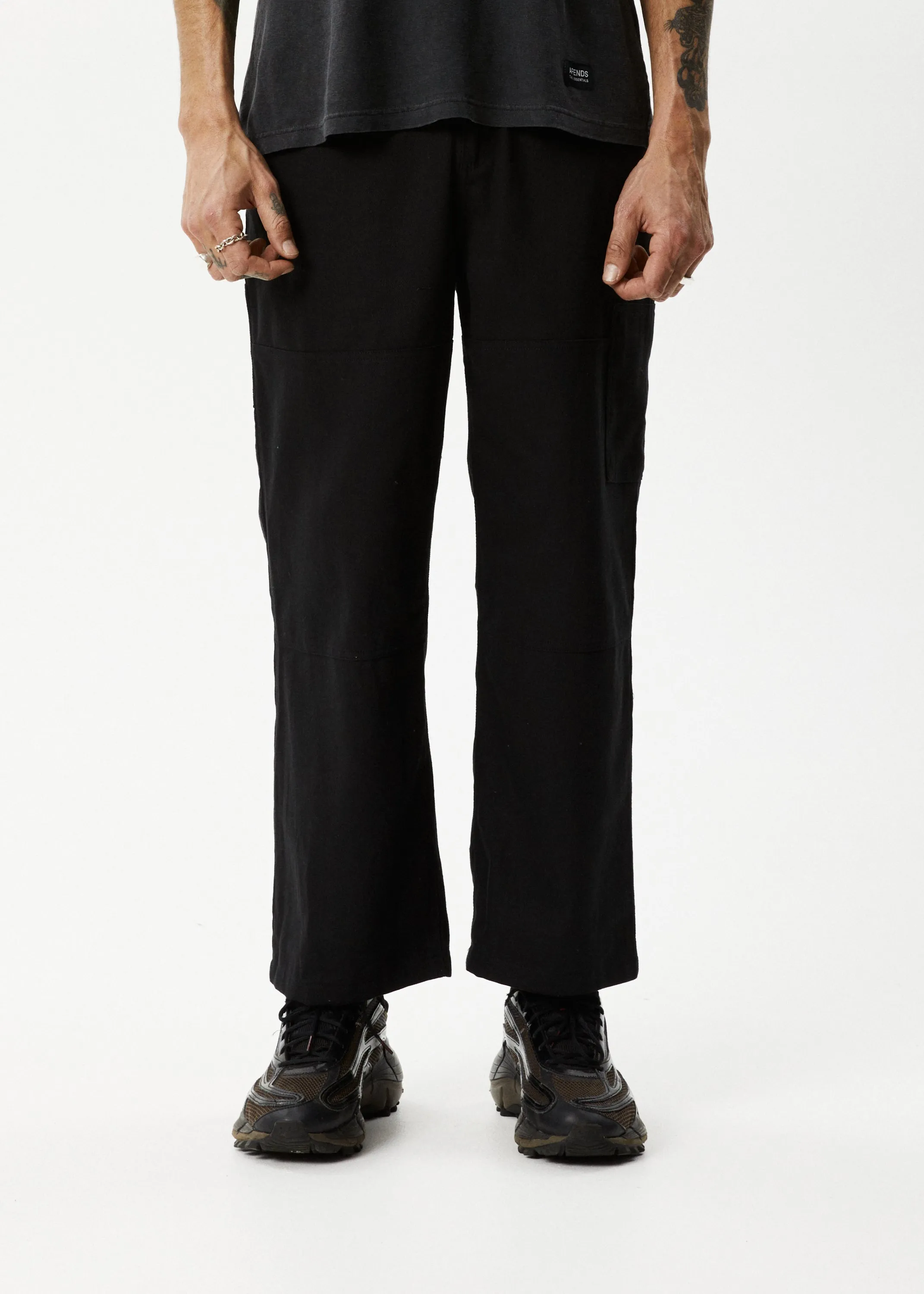 AFENDS Mens Richmond - Baggy Carpenter Pants - Black