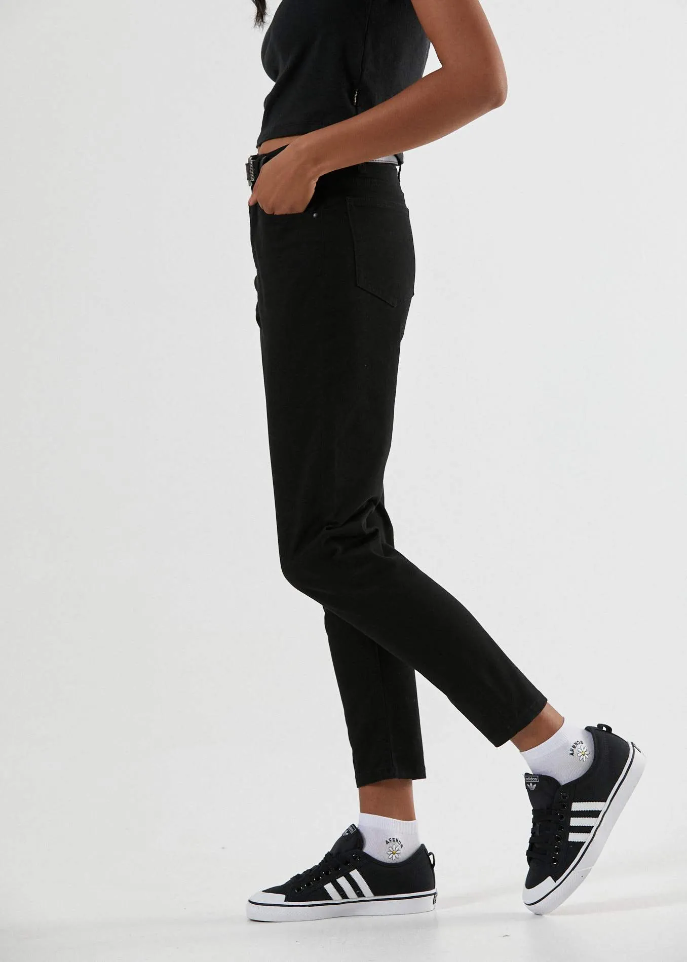 Afends Womens Blondies - Twill Slim Jeans - Black