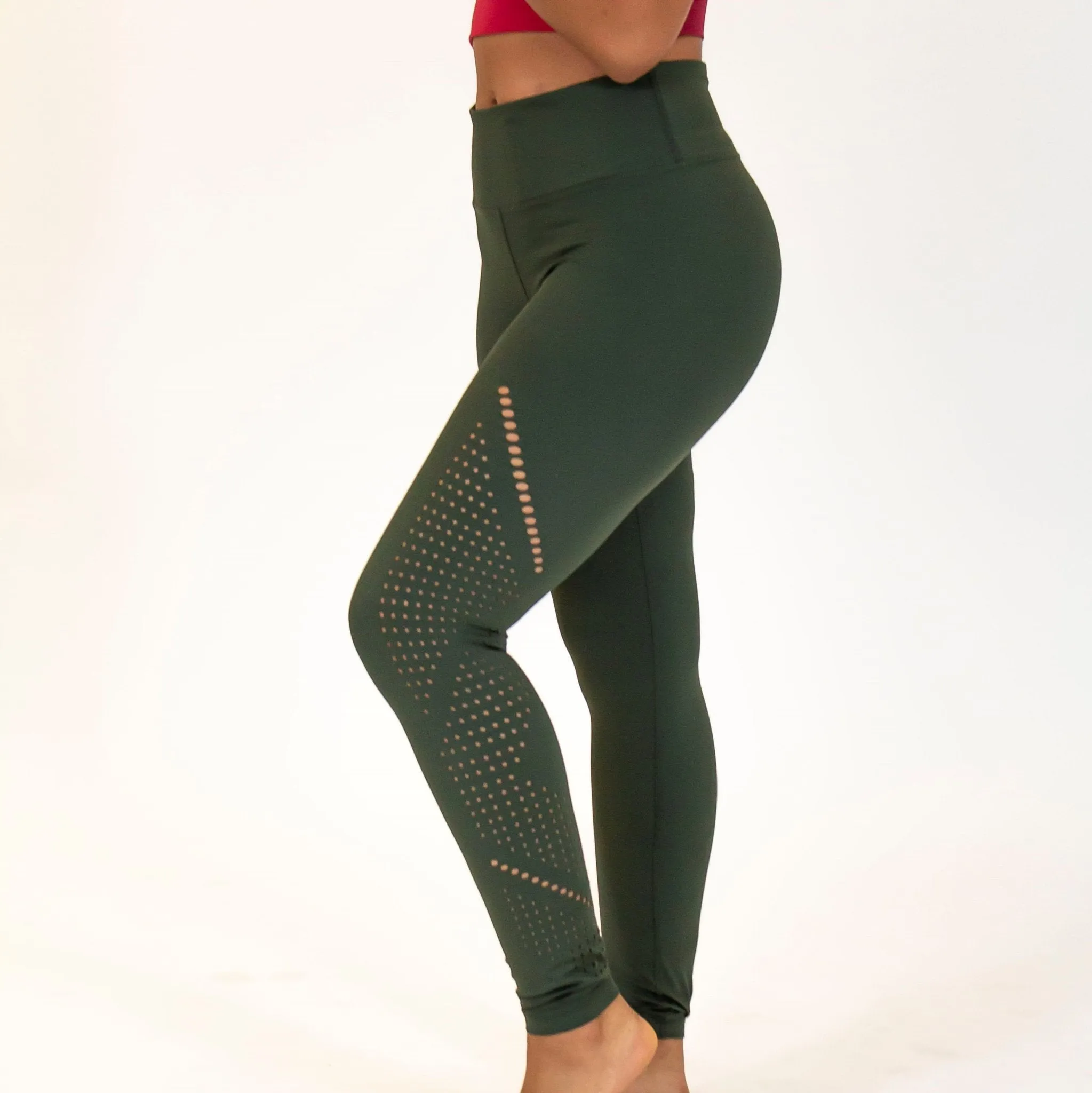 Alpine Laser Cut Leggings - Evergreen