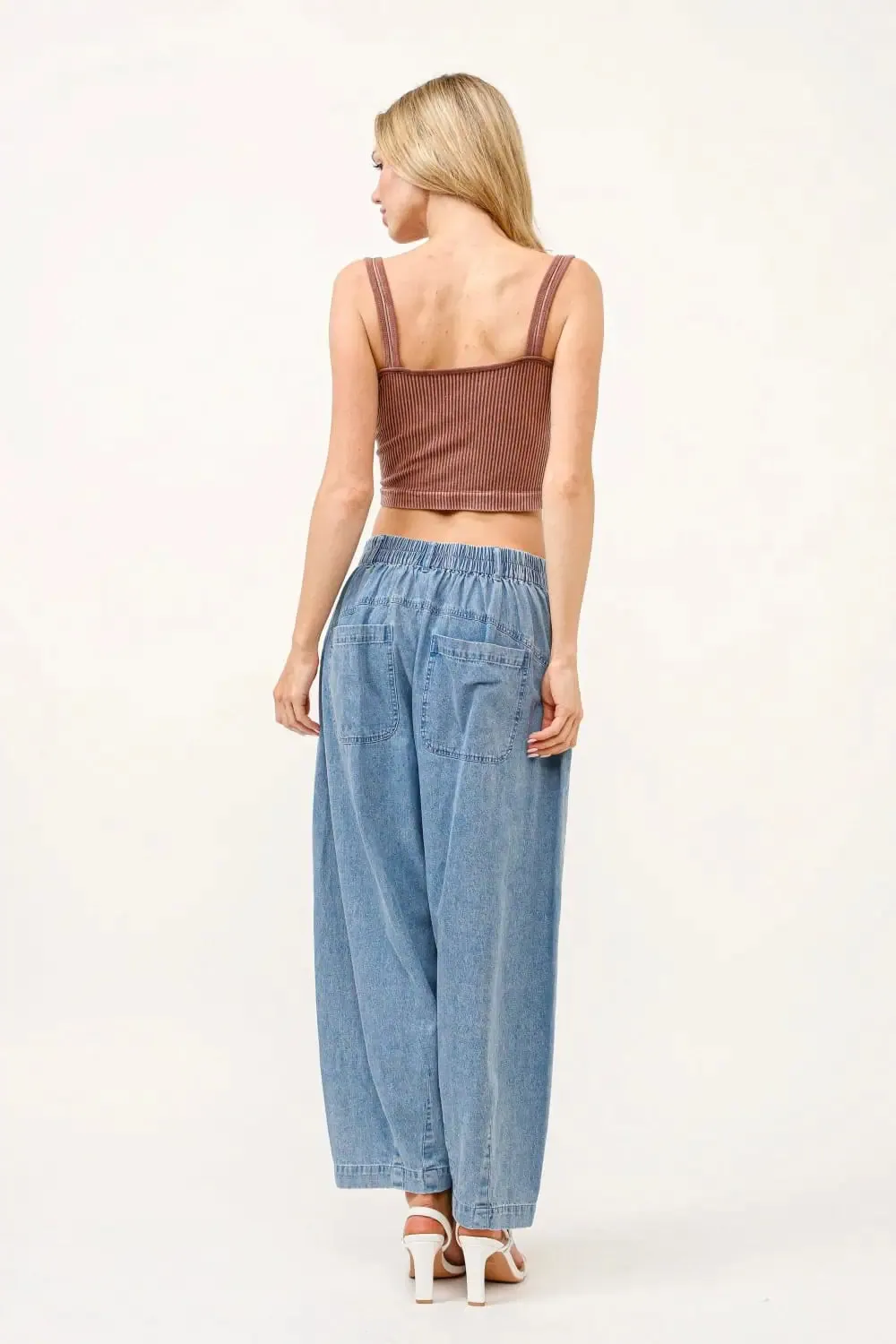 And The Why Elastic Back Pleated Baggy Jeans