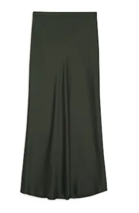 Anine Bing - Bar Silk Skirt in Dark Olive