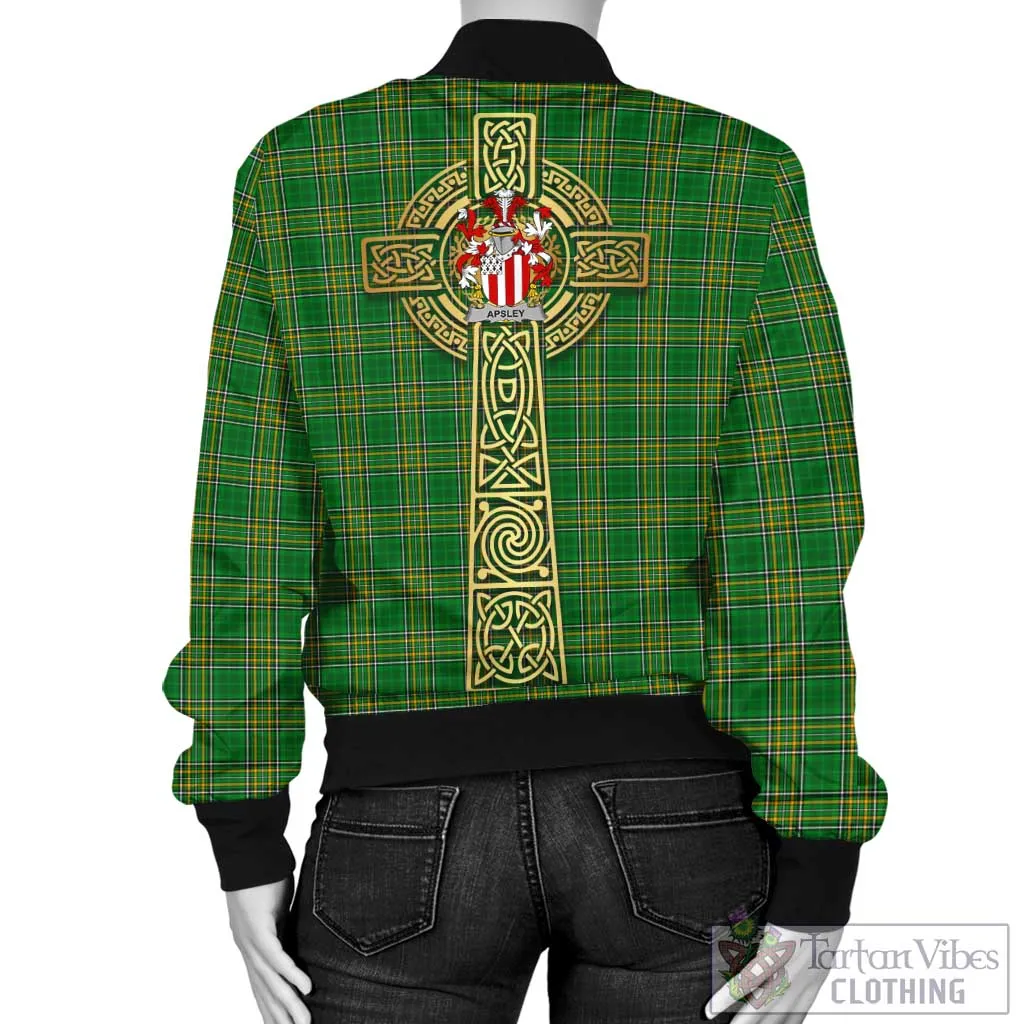 Apsley Irish Clan Tartan Bomber Jacket with Coat of Arms Celtic Tree of Life Style