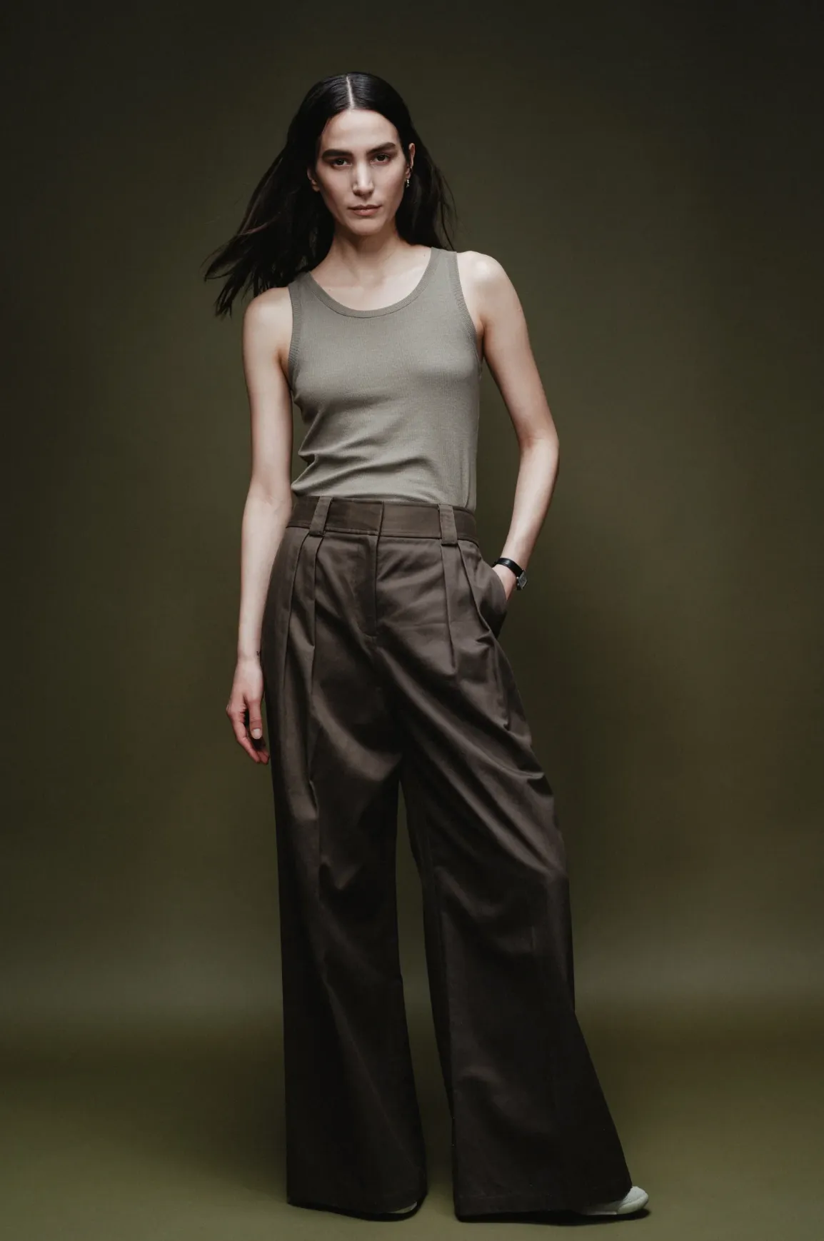 ARGO WIDE LEG TROUSER - OLIVE