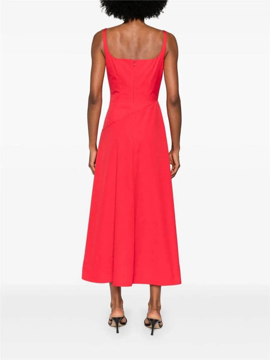 ASYMMETRIC FLARED MIDI DRESS