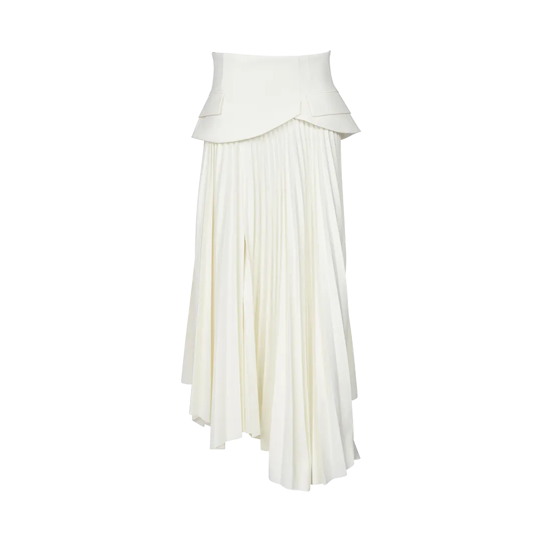 Asymmetric Pleated Maxi Skirt