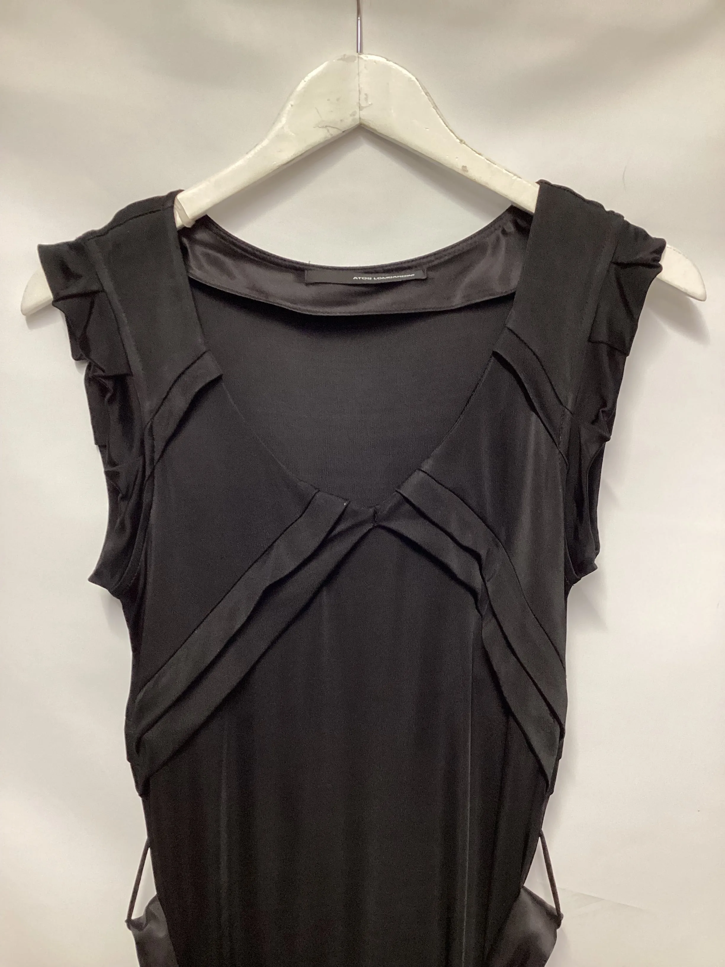 Atos Lombardini Black Stretch Midi Sleeveless Dress Size IT 44