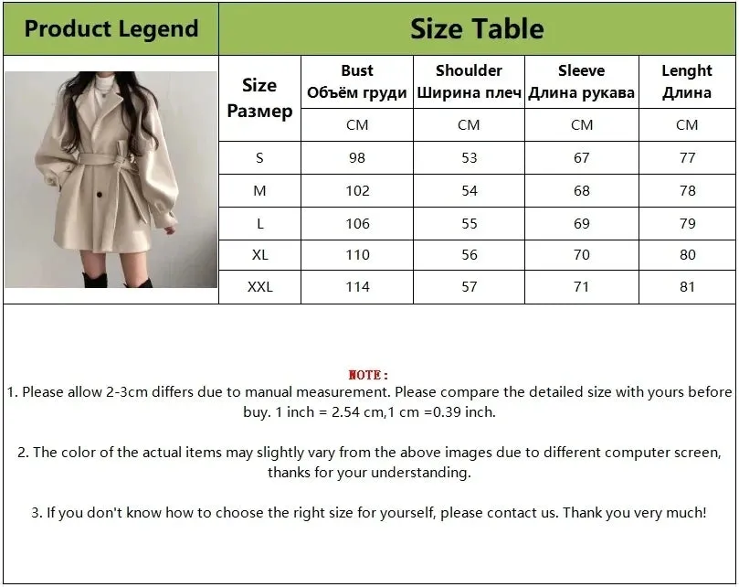 Autumn Winter Wool Jacket Women Clothing Woolen Coat Loose Lace-Up Single-Breasted Solid Wool Blend Coats Elegant Chic Outerwear