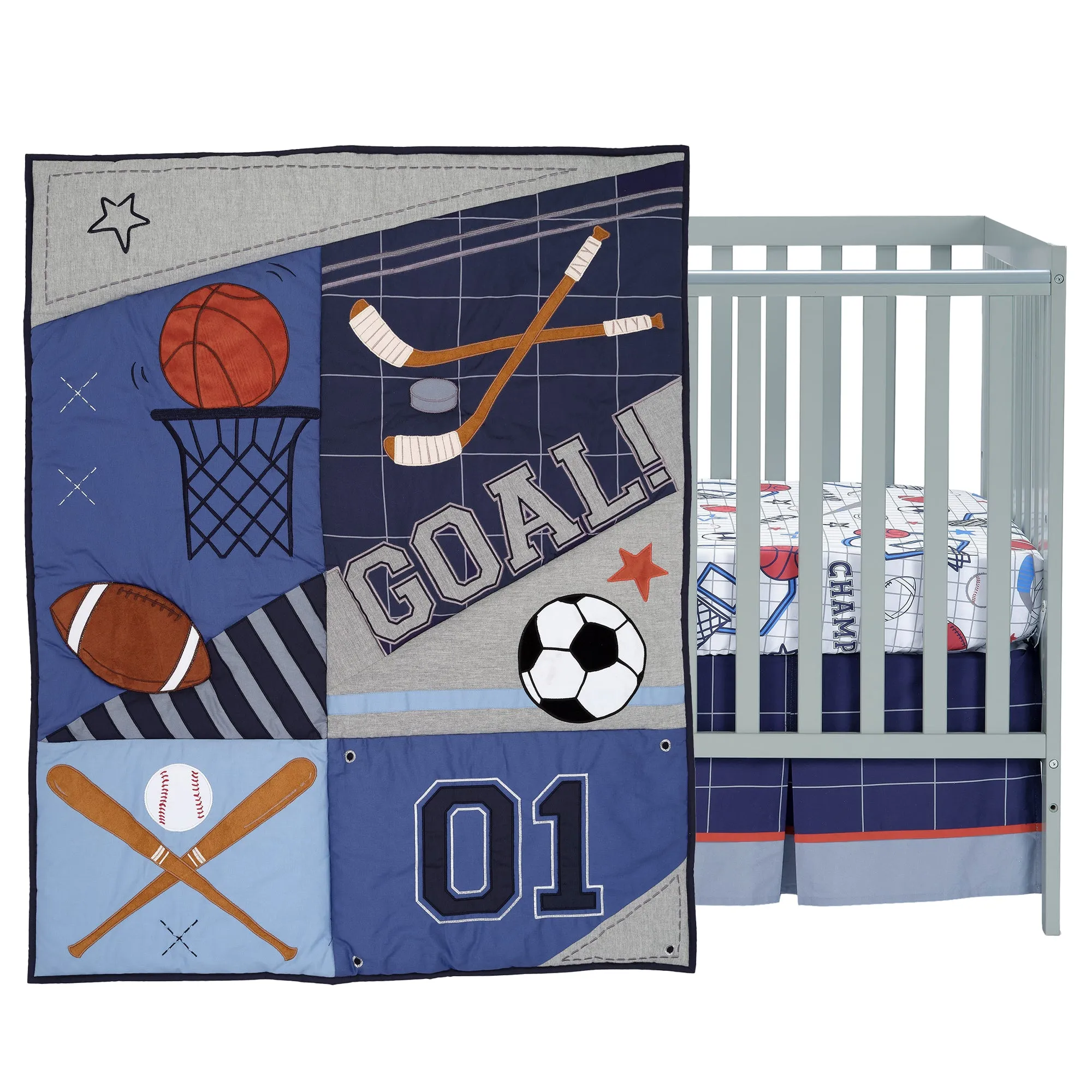 Baby Sports 3-Piece Crib Bedding Set