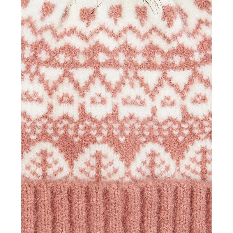 Barbour Alpine Ladies Fairisle Pom Beanie - Dusty Rose