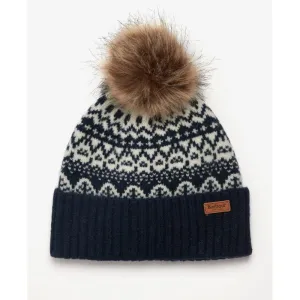 Barbour Alpine Ladies Fairisle Pom Beanie - Navy