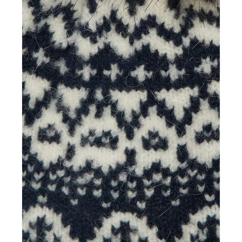 Barbour Alpine Ladies Fairisle Pom Beanie - Navy