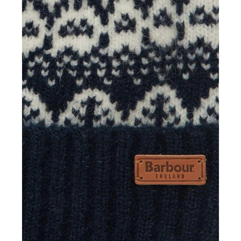 Barbour Alpine Ladies Fairisle Pom Beanie - Navy