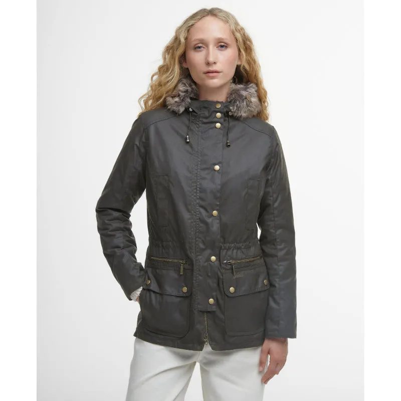 Barbour Ladies Kelsall Wax Parka Jacket - Olive / Classic