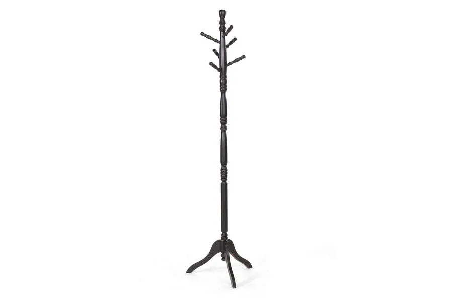 Baxton Studio Oliver Dark Brown Turned Wood Coat Stand