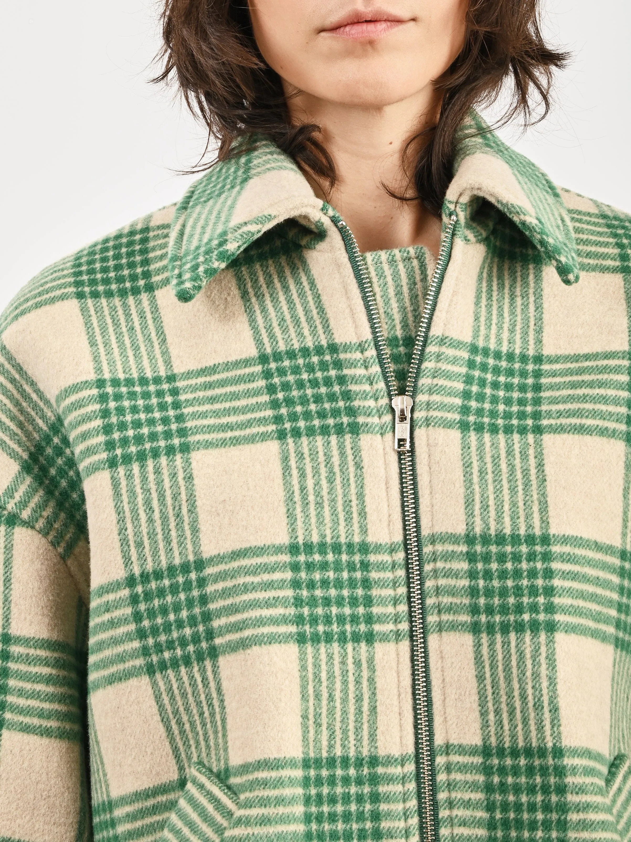 Beige/Green Plaid Wicke Bomber