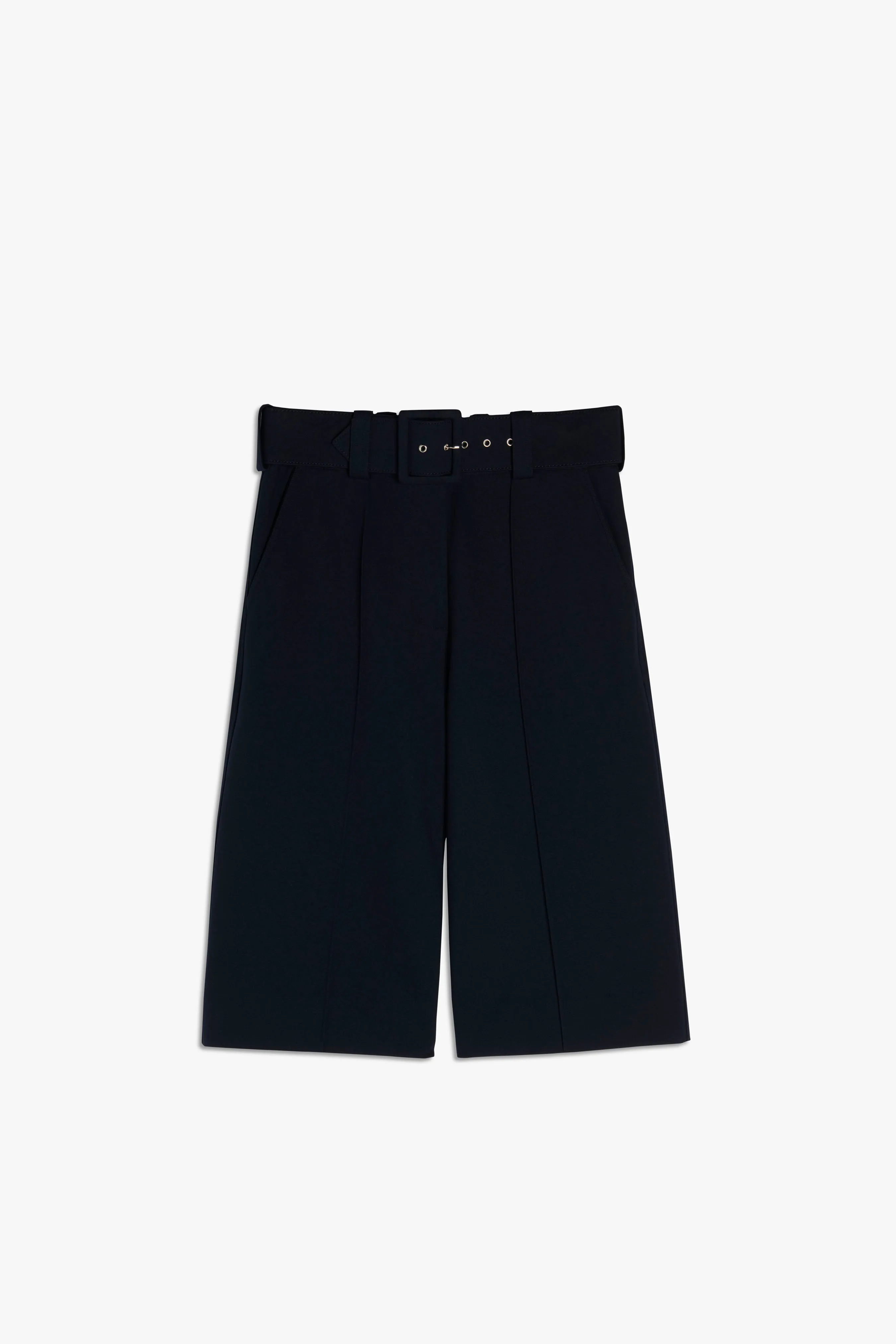 Belted Jersey Culottes in Dark Navy