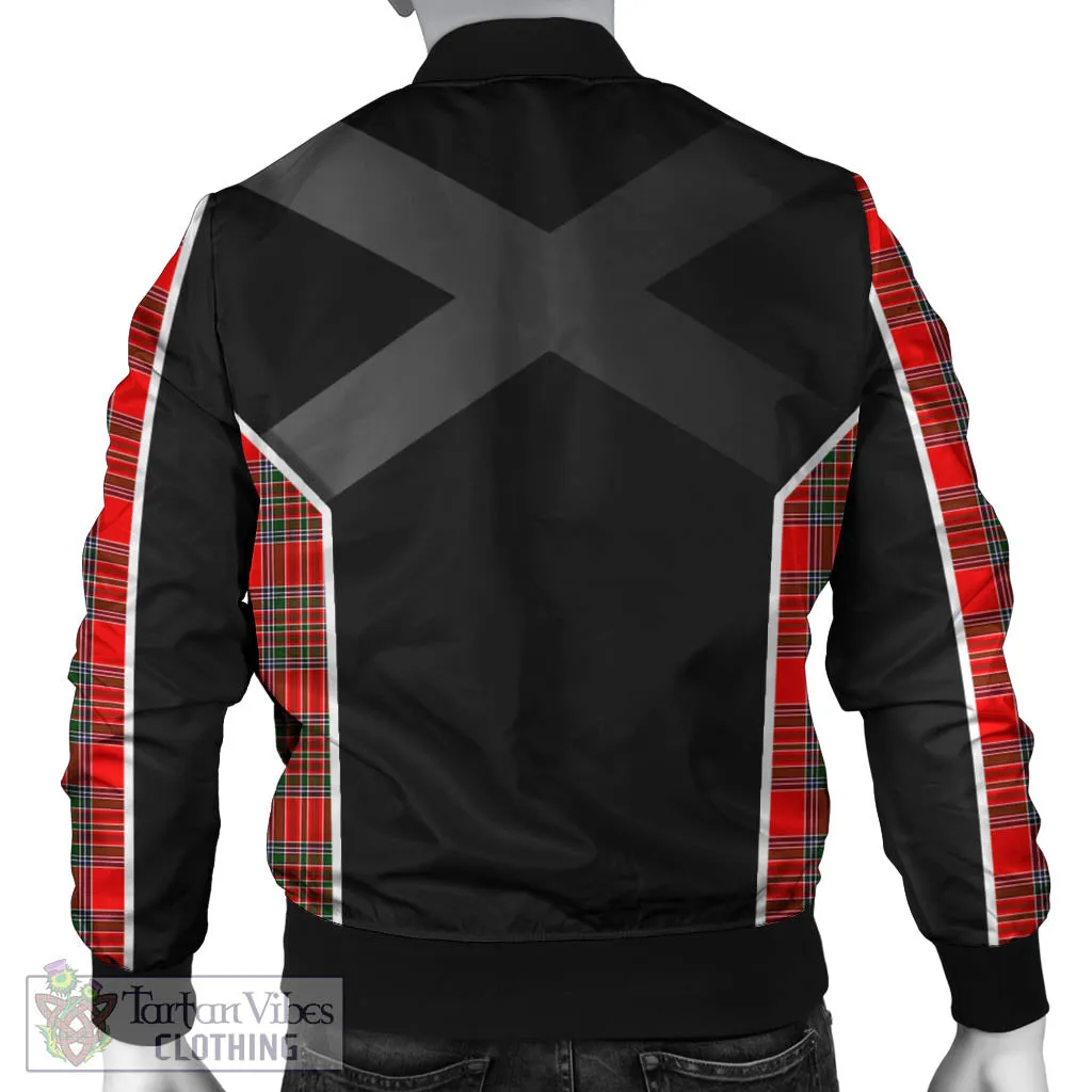 Binning Tartan Bomber Jacket with Family Crest and Scottish Thistle Vibes Sport Style