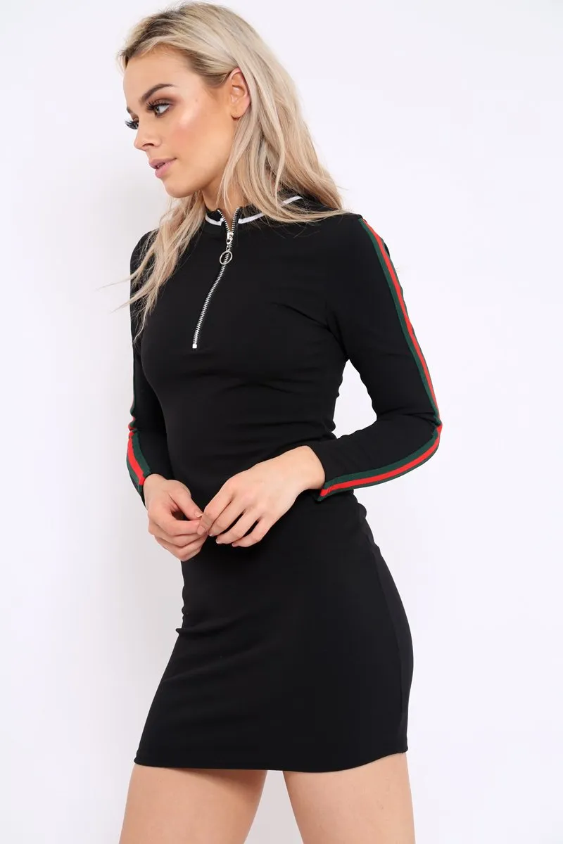 Black bodycon dress with stripe detail - Bryonna