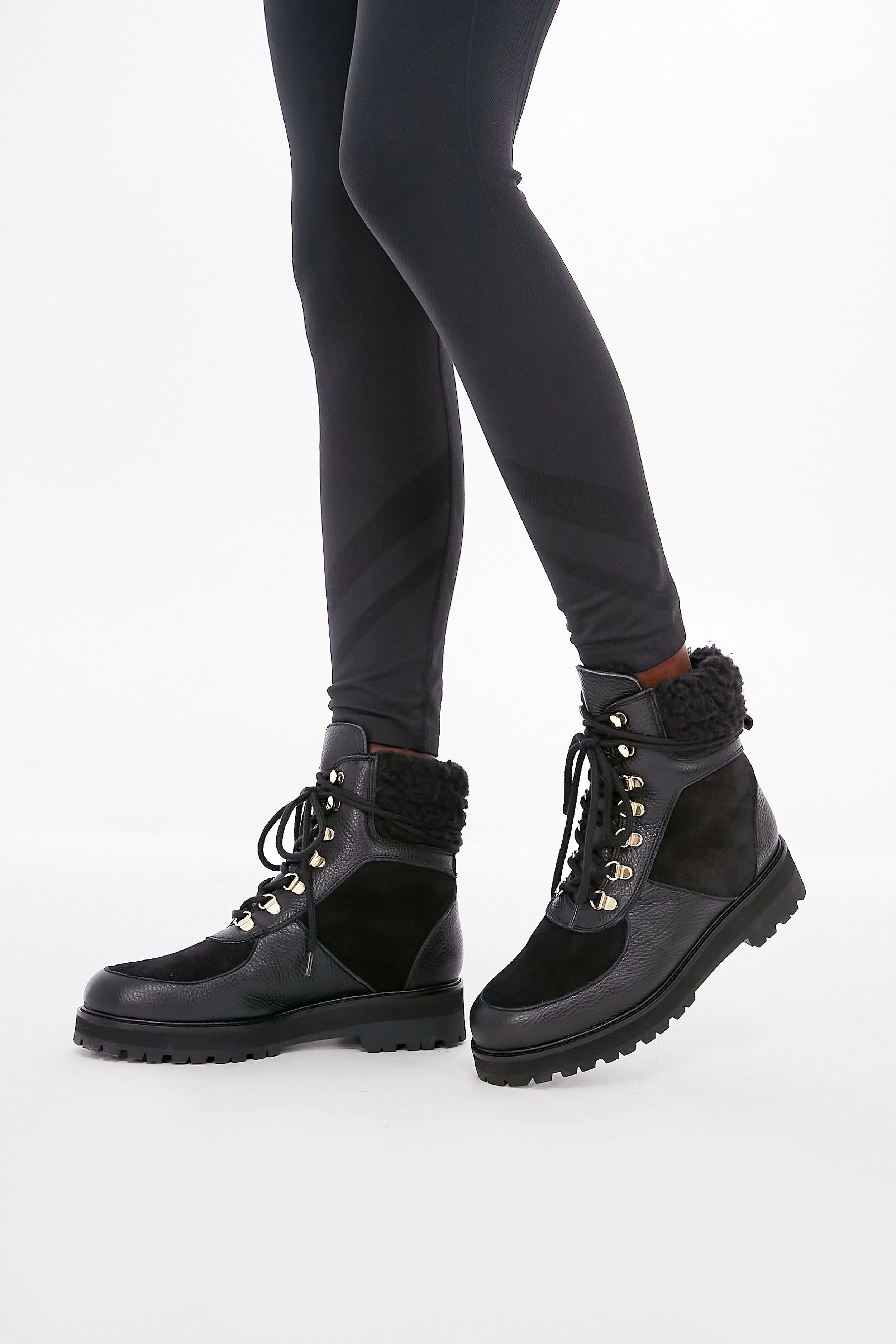 Black Leather and Suede Linn Boots