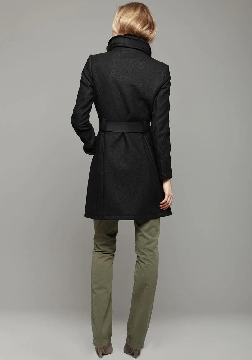 Black Wool Driving Coat