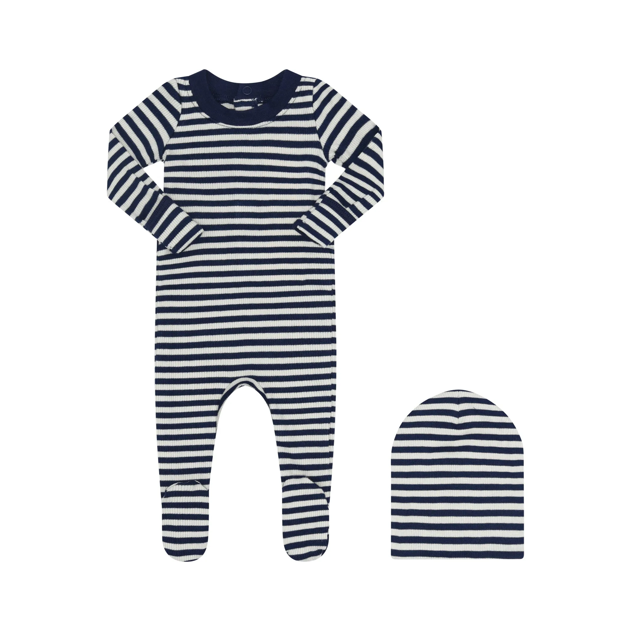 Blue Ivory Stripe Footie