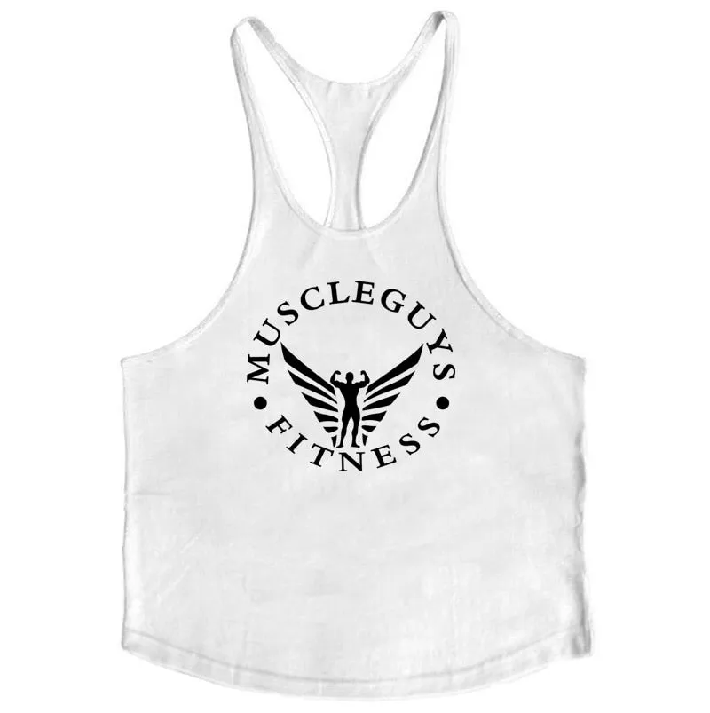 Bodybuilding Tank Top Men Gyms Stringer Singlet Cotton Sleeveless shirt Workout Man Undershirt-in Tank Tops