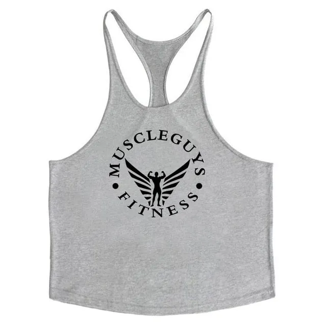 Bodybuilding Tank Top Men Gyms Stringer Singlet Cotton Sleeveless shirt Workout Man Undershirt-in Tank Tops