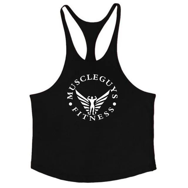 Bodybuilding Tank Top Men Gyms Stringer Singlet Cotton Sleeveless shirt Workout Man Undershirt-in Tank Tops