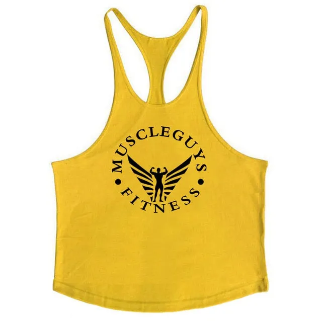 Bodybuilding Tank Top Men Gyms Stringer Singlet Cotton Sleeveless shirt Workout Man Undershirt-in Tank Tops