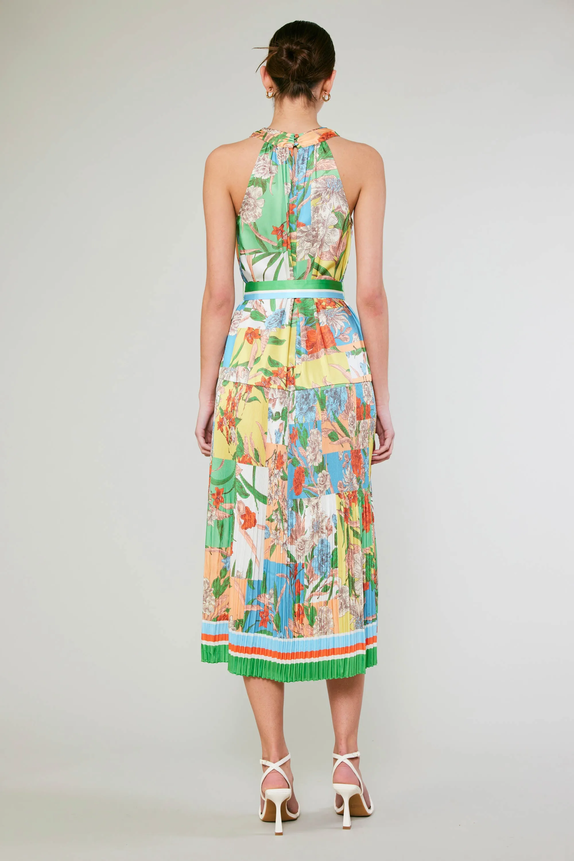 Border Print Floral Block Dress