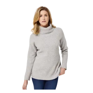 Bourke High Roll Neck Jumper - Grey | Midnight Blue