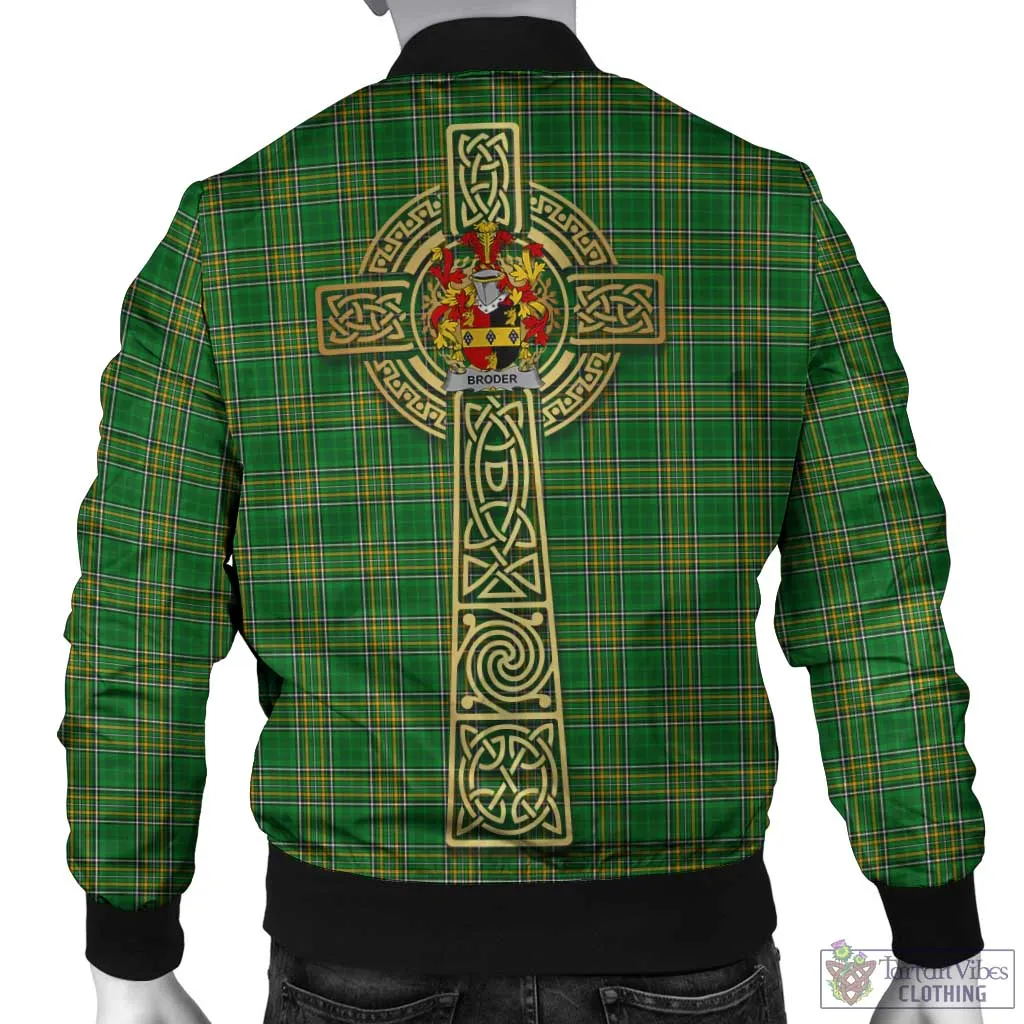 Broder Irish Clan Tartan Bomber Jacket with Coat of Arms Celtic Tree of Life Style