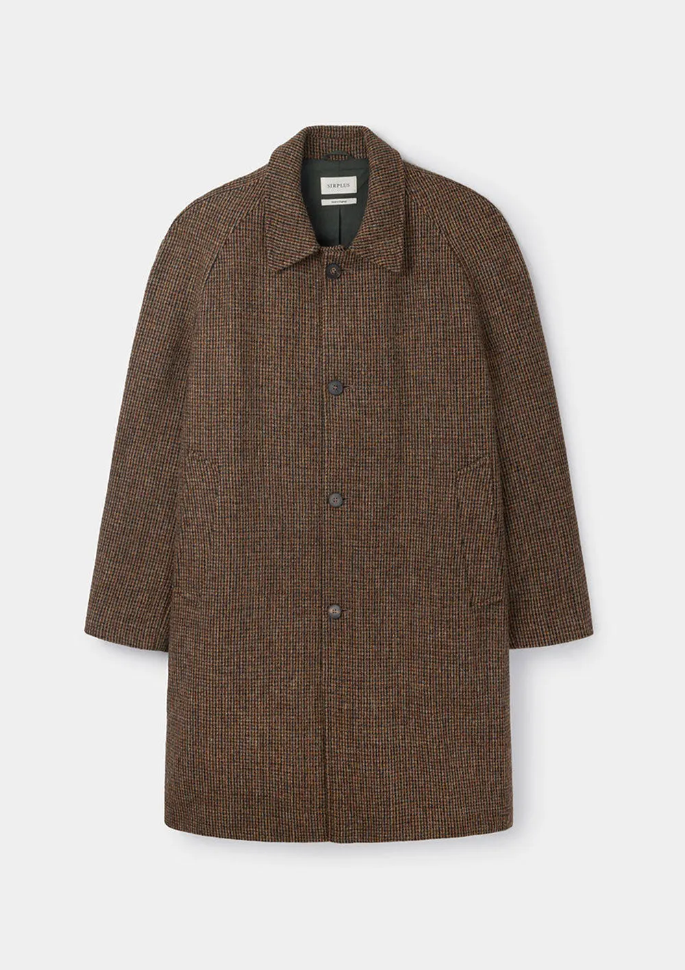 Brown Harris Tweed Wool Raglan Overcoat