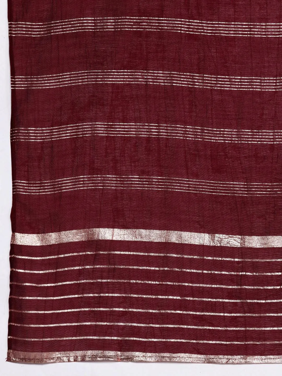 Burgundy Yoke Design Silk Blend Straight Kurta With Salwar & Dupatta