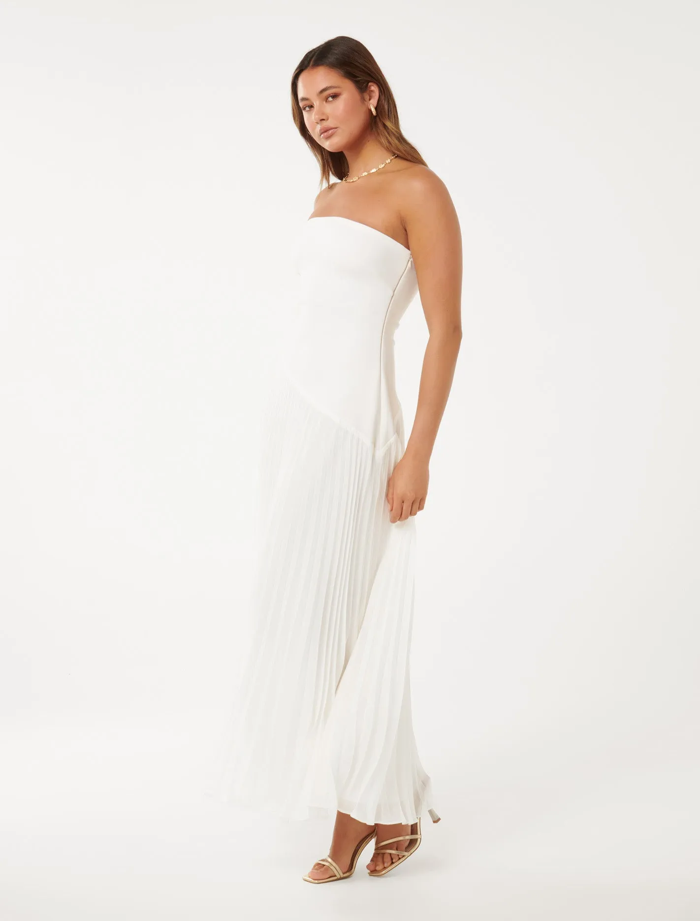 Capri Strapless Pleat Midi Dress