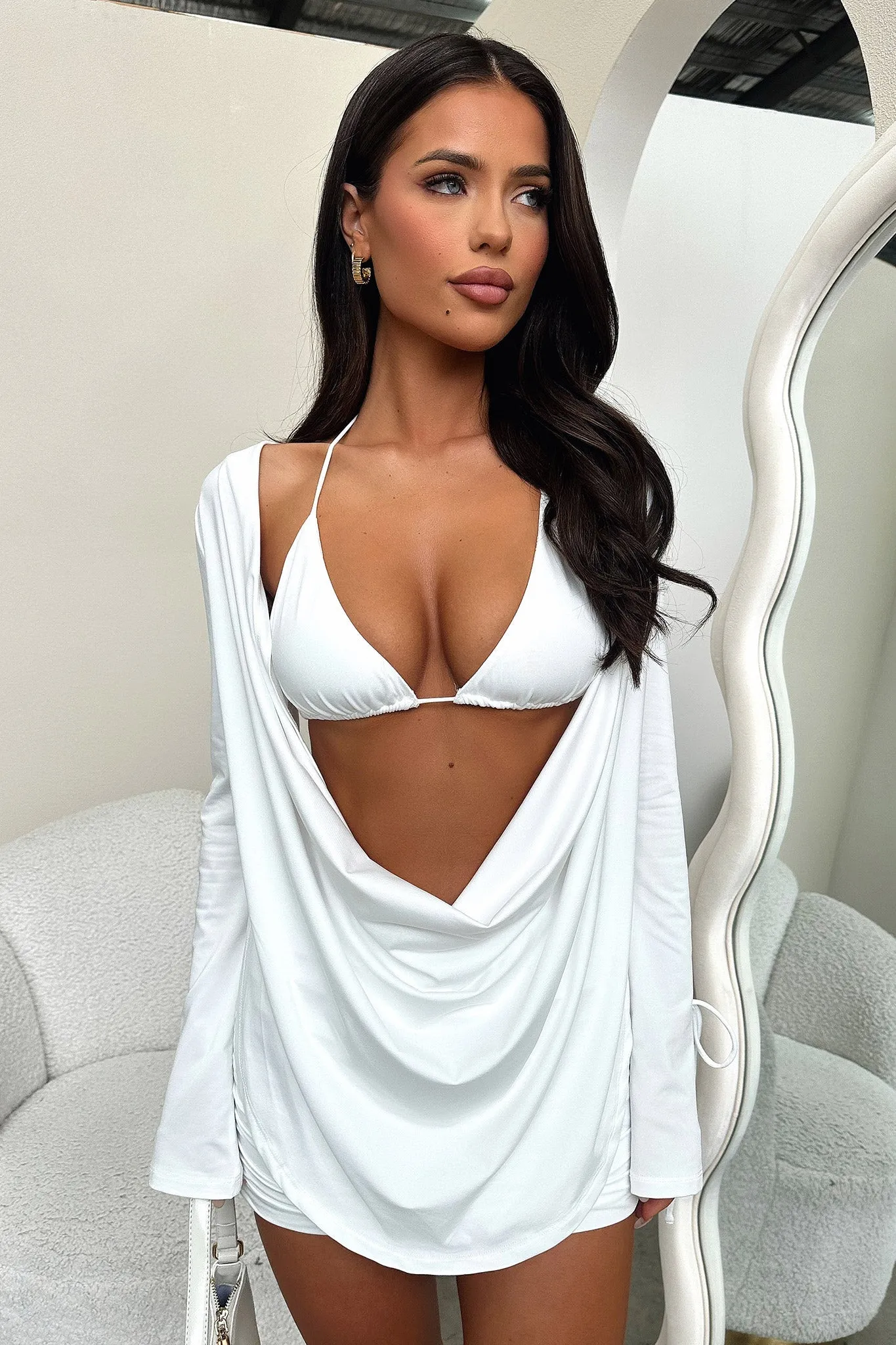 Cardi Top and Bikini - White