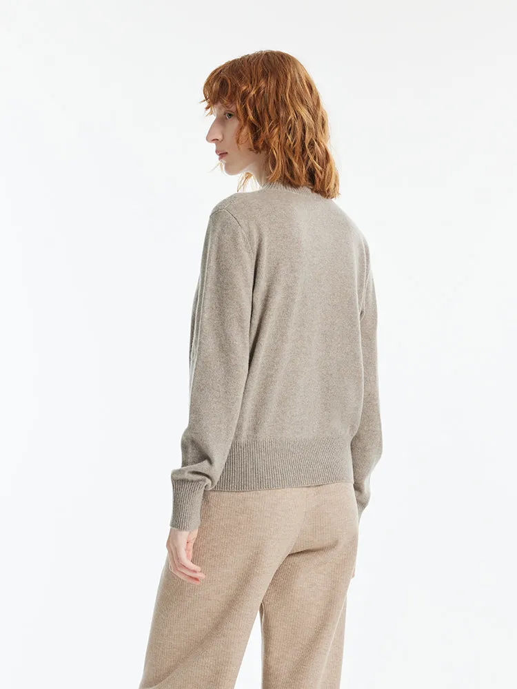 Cashmere Mock Neck Women Pullover Sweater