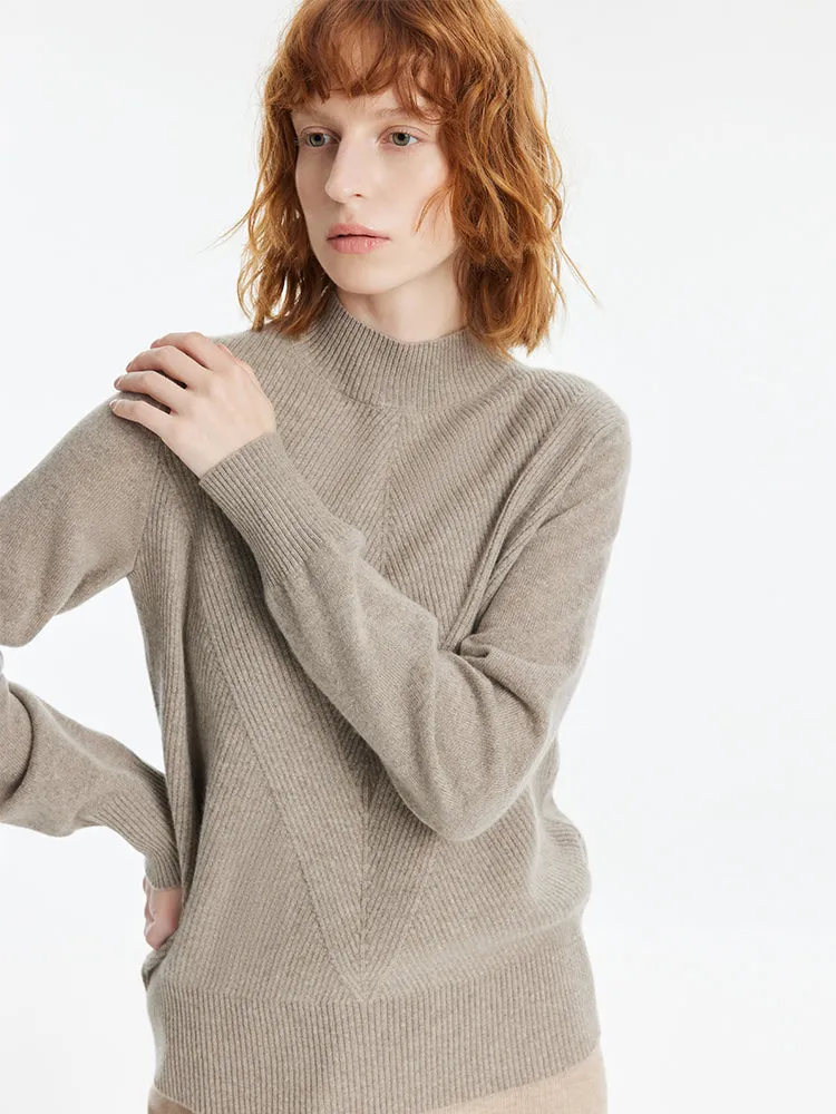 Cashmere Mock Neck Women Pullover Sweater