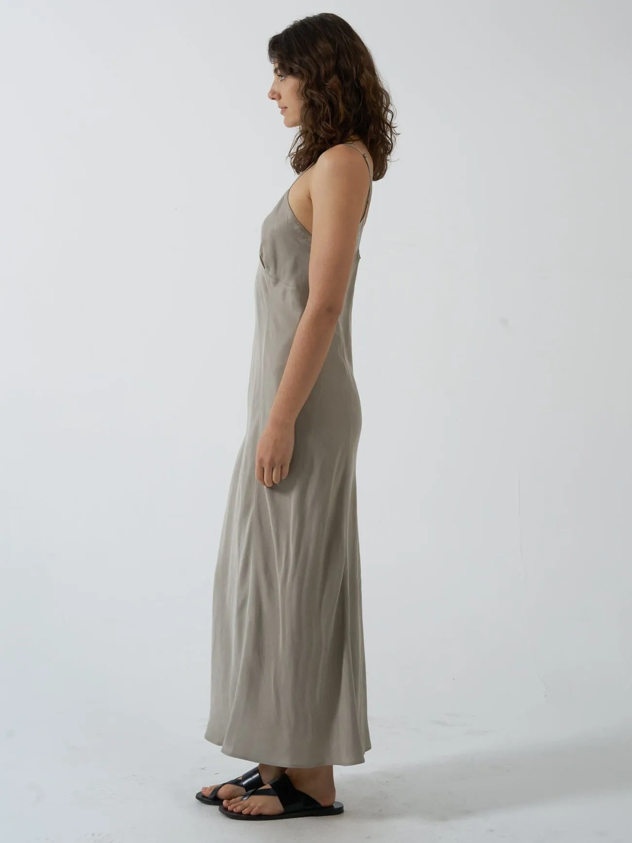 Chelsea Full Length Slip Dress - Stone Grey