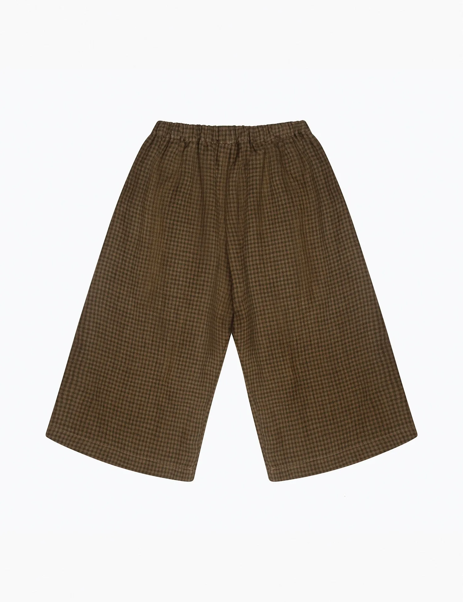 Chess Trousers in Nut Brown Mini Check Linen