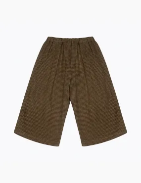 Chess Trousers in Nut Brown Mini Check Linen