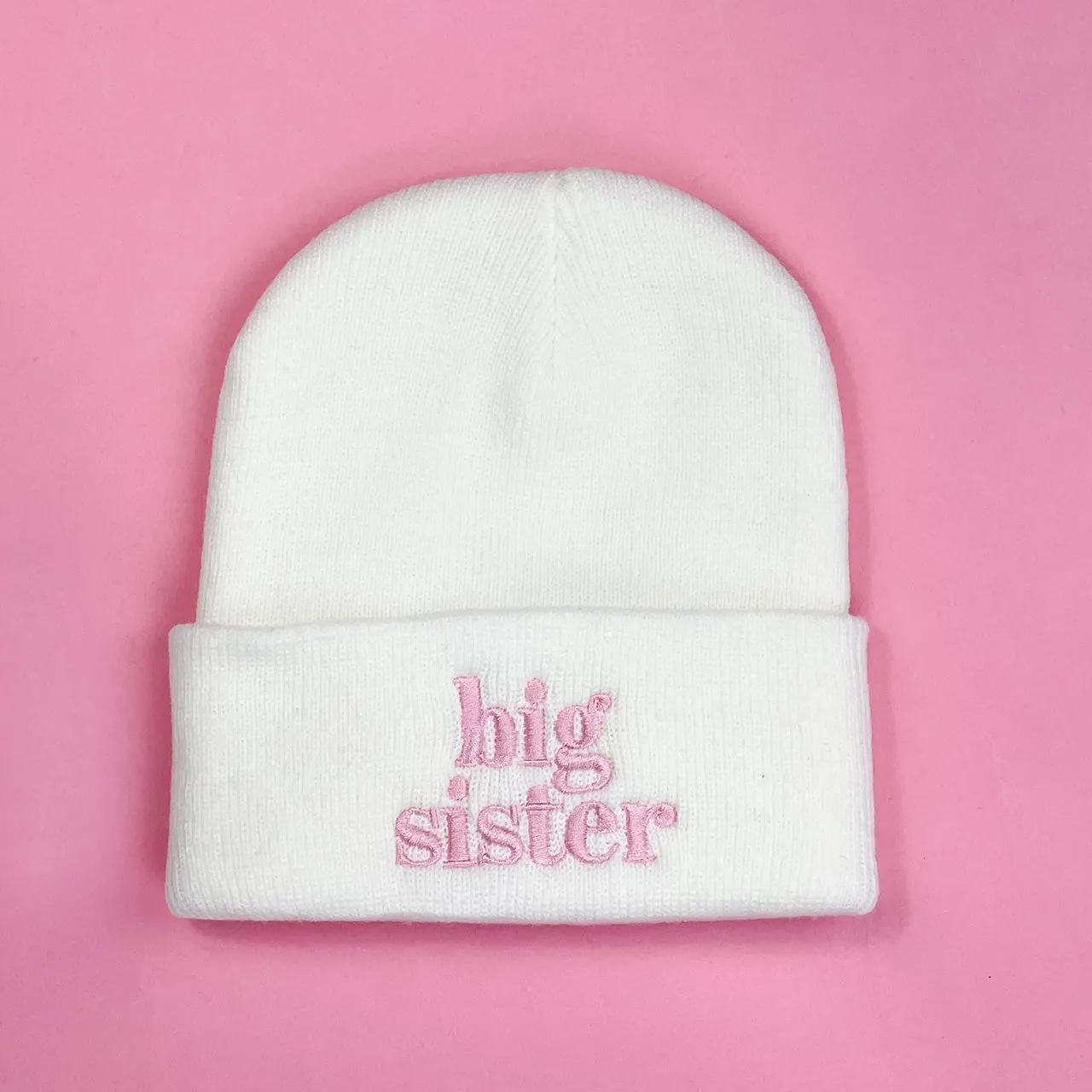 Child Beanie - Big Sister - Cream w/ Light Pink